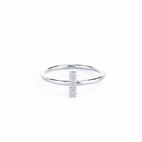 0.12 Carat Round Brilliant Lab Diamonds set in Platinum Bar Ring (Main View)