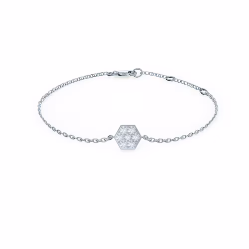 0.21 ctw Round Created Diamonds set in 14k White Gold Geometric Diamond Bracelet ()