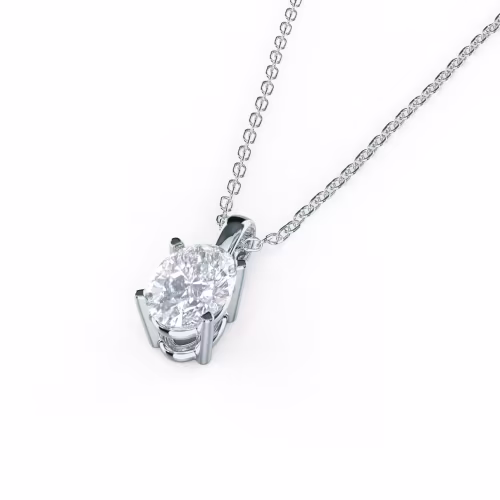 0.7 ctw Diamonds set in Platinum Oval Diamond Classic Solitaire Pendant (Main View)