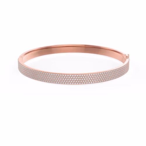 Hand Selected Round Brilliant Diamonds set in Rose Gold Pavé Diamond Bangle (Main View)