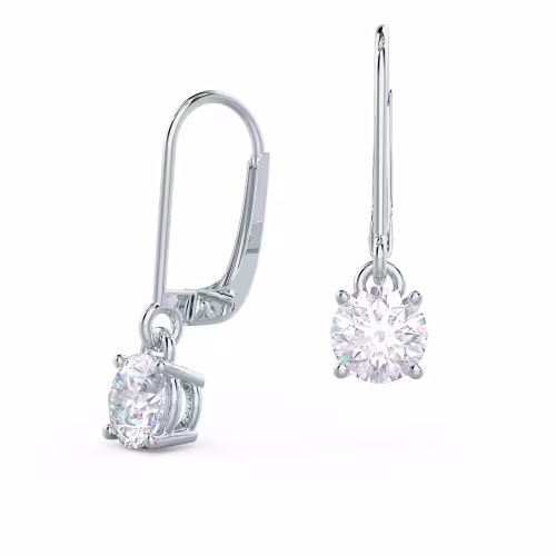 1.5 ctw Round Diamonds set in Platinum Round Diamond Prong Set Drop Earrings (Main View)