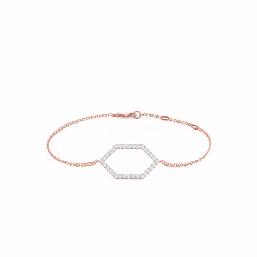 Open Hexagon 6th Element Lab Created Diamond Fashion Bracelet in Rose Gold Design-051