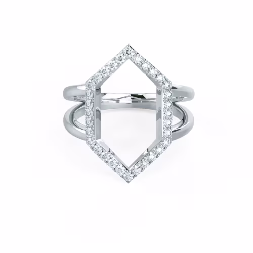 Open Hexagon 6th Element Lab Created Diamond Fashion Ring in Platinum Design-056