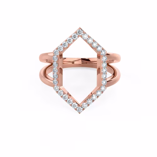 Open Hexagon 6th Element Lab Created Diamond Fashion Ring in Rose Gold Design-056