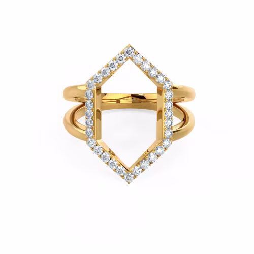 Open Hexagon 6th Element Lab Created Diamond Fashion Ring in Yellow Gold Design-056
