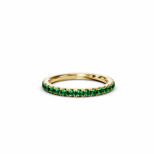 emerald 14k yellow gold u pave eternity band for fashion or wedding ada diamonds (main view)
