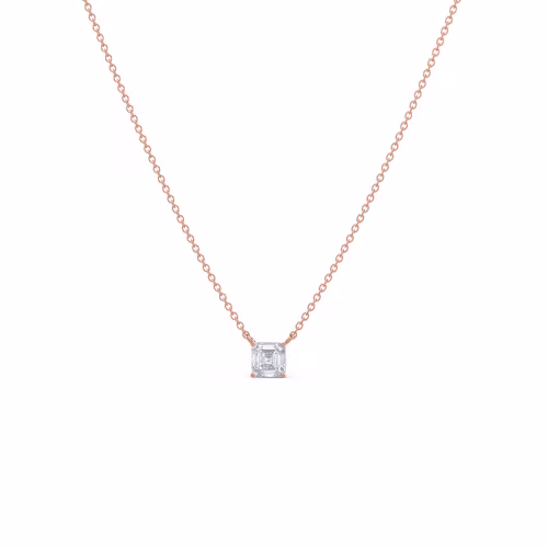 0.7 ctw Lab Diamonds set in 14k Rose Gold Floating Asscher Diamond Pendant (Main View)