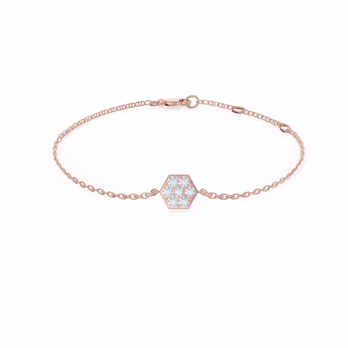 0.21 Carat Round Diamonds set in 14k Rose Gold Geometric Diamond Bracelet ()