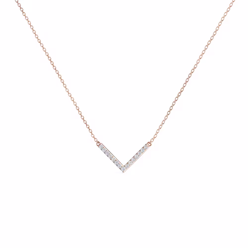 0.24 Carat Round Created Diamonds set in 14 Karat Rose Gold V Necklace ()