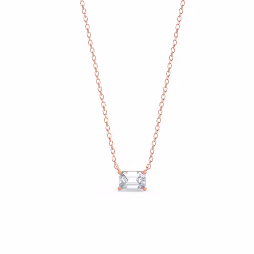 0.7 Carat Diamonds set in 14k Rose Gold East-West Emerald Cut Pendant (Main View)