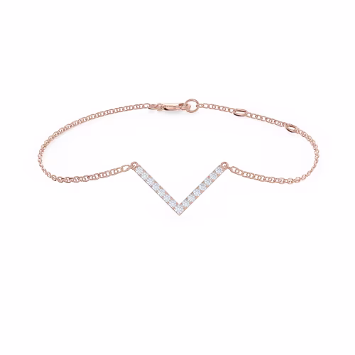High Quality 0.24 ctw Round Lab Created Diamonds set in 14k Rose Gold Diamond V Bracelet (Main View)