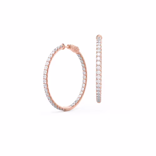 1.75 Carat Round Lab Diamonds set in 14k Rose Gold Inside Out Hoop Earrings (Main View)