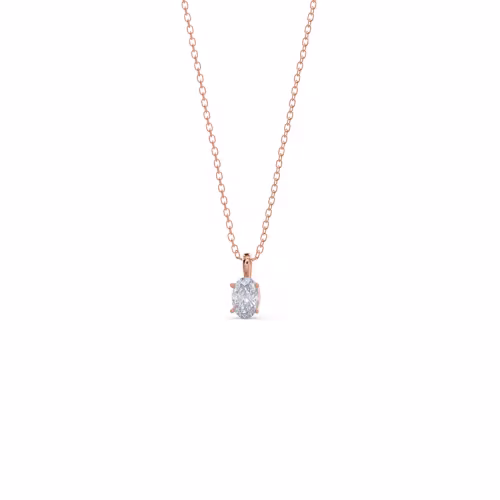 0.35 ctw Man Made Diamonds set in 14k Rose Gold Oval Diamond Classic Solitaire Pendant (Main View)