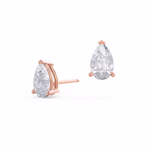 1.4 ct Lab Diamonds set in 14 Karat Rose Gold Pear Stud Earrings (Main View)