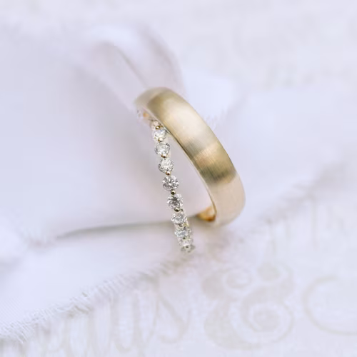 Shared Prong Lab Diamond Three Quarter Eternity Band Yellow Gold Ada Diamonds AD-261