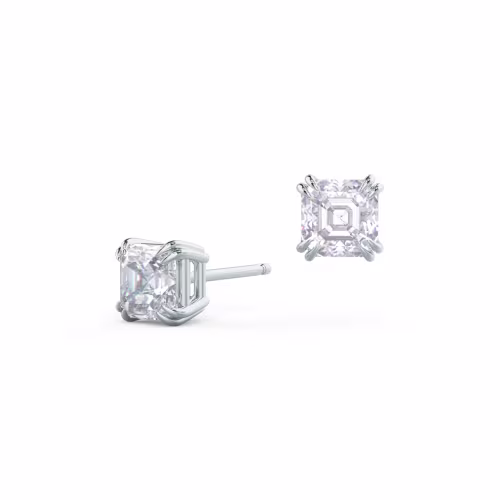 1.4 Carat Lab Grown Diamonds set in Platinum Asscher Stud Earrings (Main View)