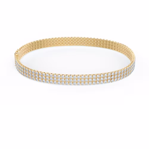 Tennis Three Row Lab Created Diamond Bracelet in Yellow Gold Design-191