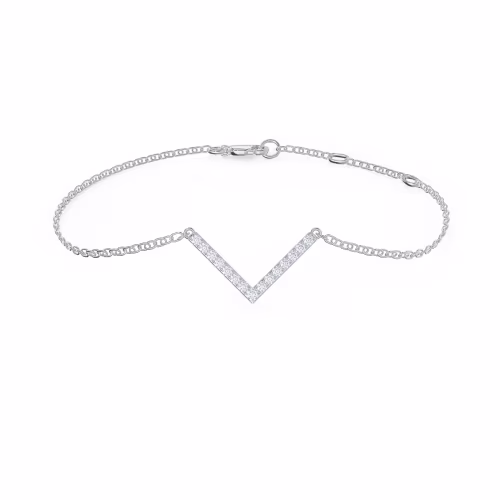 Exceptional Quality 0.24 Carat Round Man Made Diamonds set in Platinum V Bracelet ()