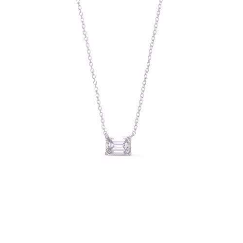 Hand Selected 1.0 ct Diamonds set in Platinum East-West Emerald Cut Diamond Pendant (Main View)