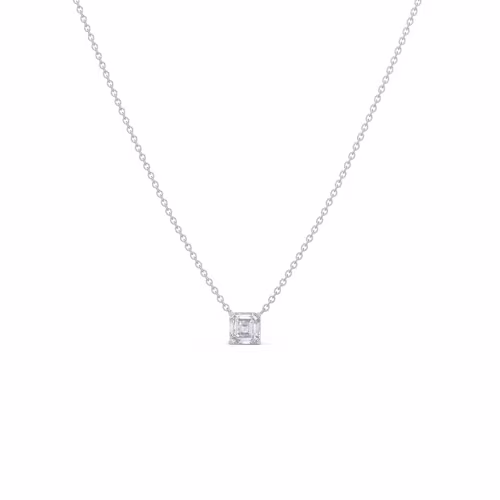 High Quality 0.7 Carat Man Made Diamonds set in Platinum Floating Asscher Pendant ()