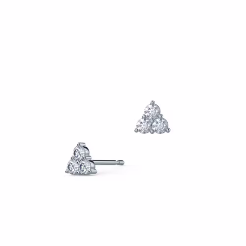 0.18 ctw Round Diamonds set in White Gold Three Stone Diamond Earrings (Main View)