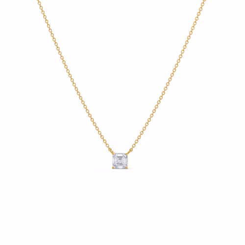 0.7 Carat Lab Diamonds set in Yellow Gold Floating Asscher Pendant (Main View)