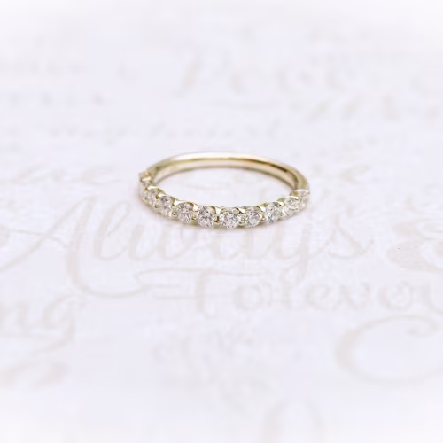 yellow gold french u lab diamond half eternity wedding band ada diamonds design ad 208