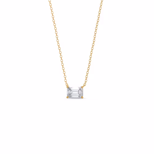 1.0 Carat Lab Diamonds set in 14kt Yellow Gold East-West Emerald Cut Diamond Pendant (Main View)