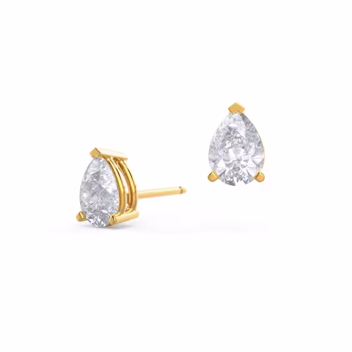 1.0 ctw Diamonds set in 14 Karat Yellow Gold Pear Cut Diamond Stud Earrings (Main View)
