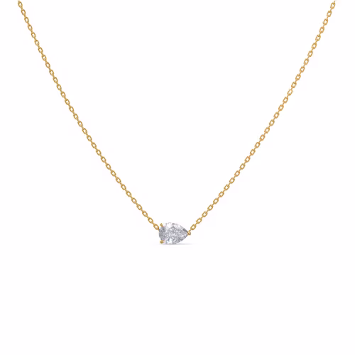lab created pear pendant in yellow gold