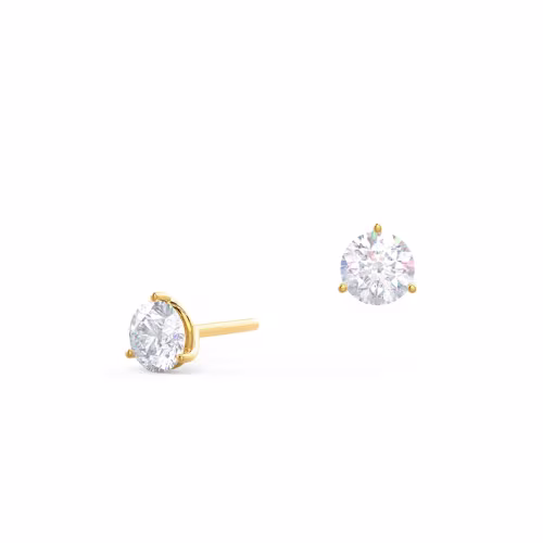 Hand Selected 0.7 ct Round Lab Diamonds set in Yellow Gold Martini Stud Earrings (Main View)