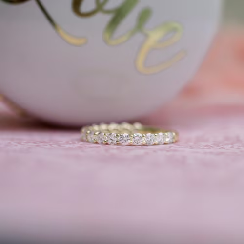 Yellow Gold Three Quarter Eternity Band with 2.5mm Lab Diamonds Ada Diamonds Design AD-248 Artistic