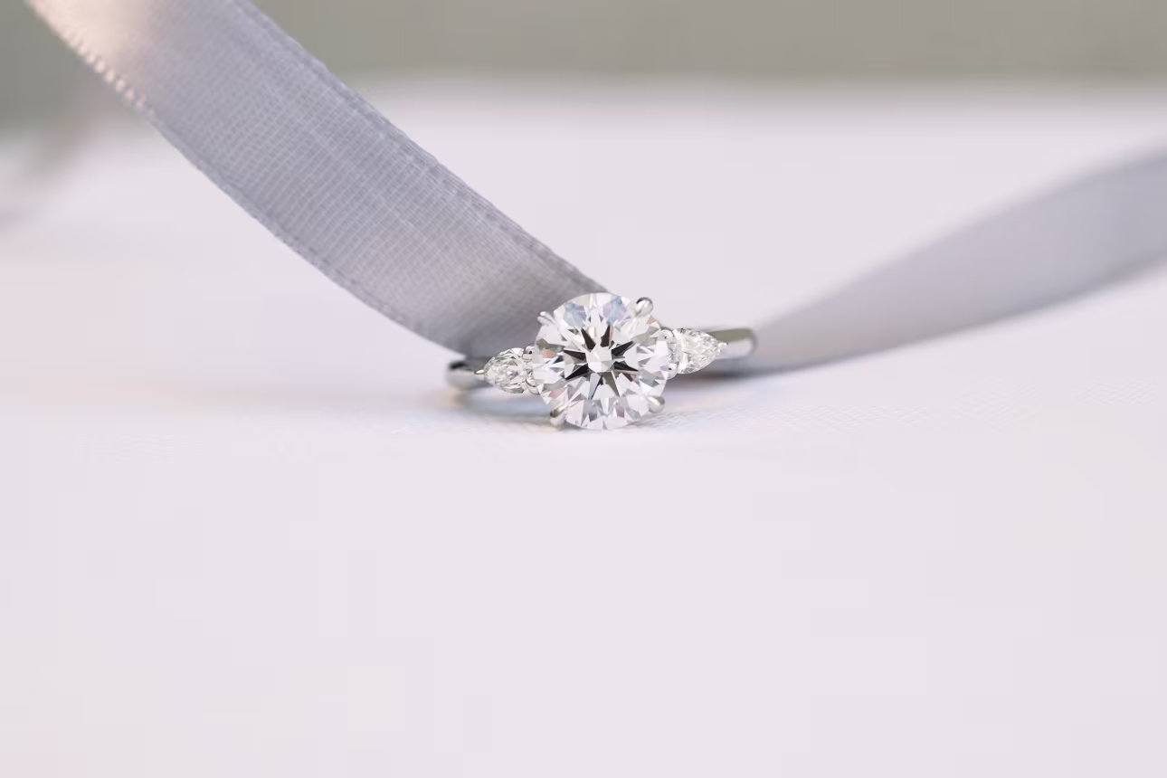 One and a Half Carat Round Lab Grown Diamond Engagement Rings 