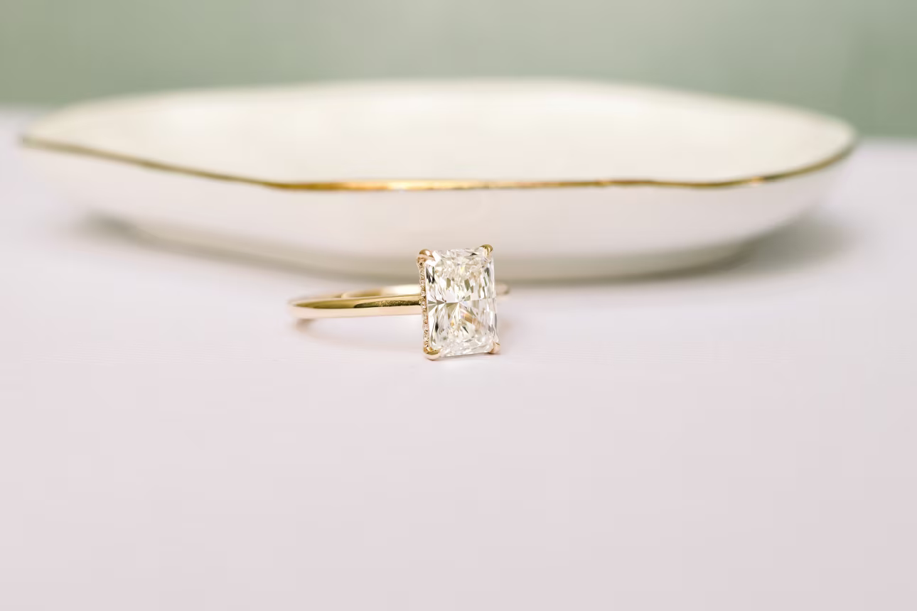 Radiant Lab Diamond Engagement Rings of Various Sizes