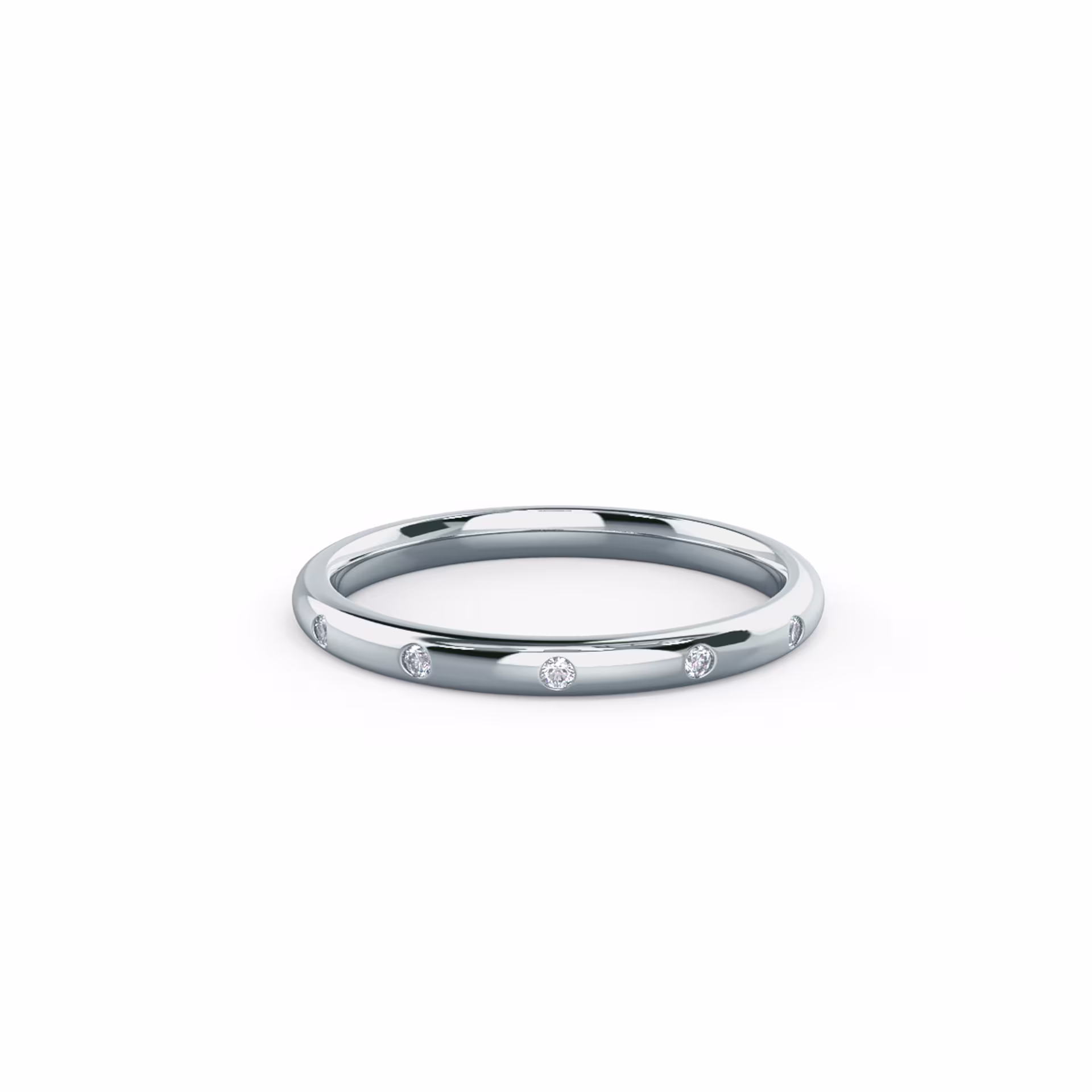 18k White Gold Petite Rounded Flush Set Eternity Band featuring 0.12 Carat Diamonds (Main View)