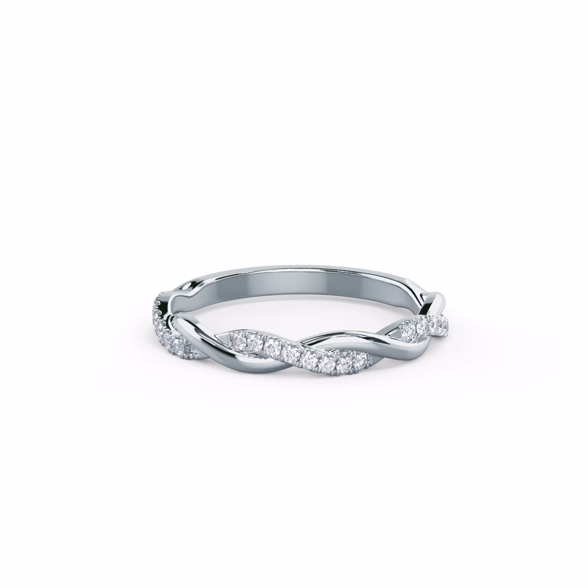 18k White Gold Infnity Twisting Light Half Band featuring 0.15 Carat Round Diamonds (Main View)