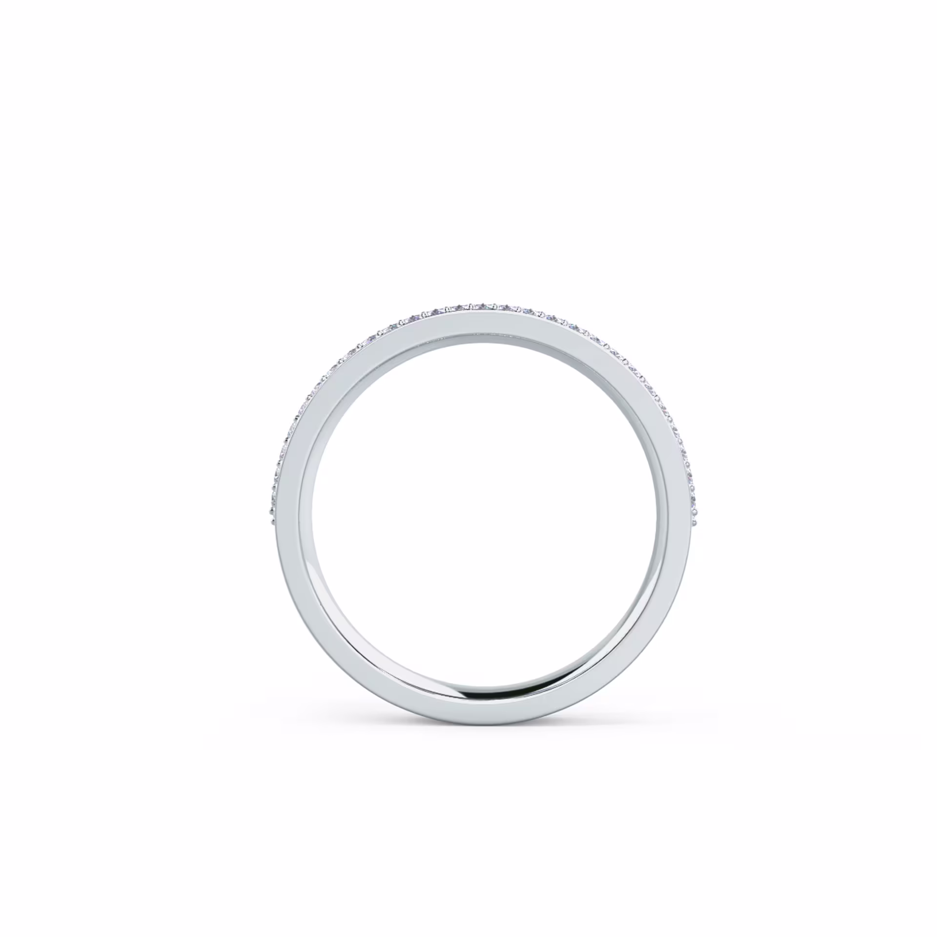 18k White Gold Three Row Pavé Half Band featuring 0.4 ct Round Lab Diamonds (Profile View)