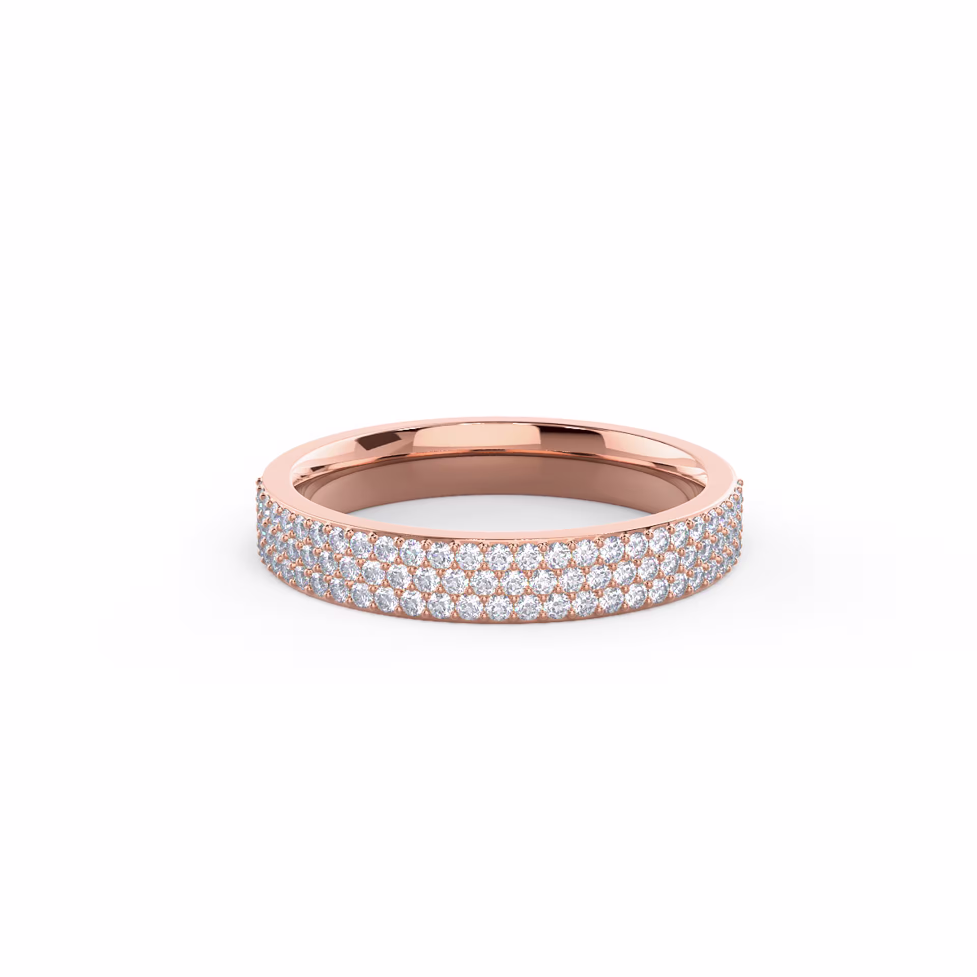 0.4 Carat Round Brilliant Diamonds set in 14k Rose Gold Three Row Pavé Half Band (Main View)