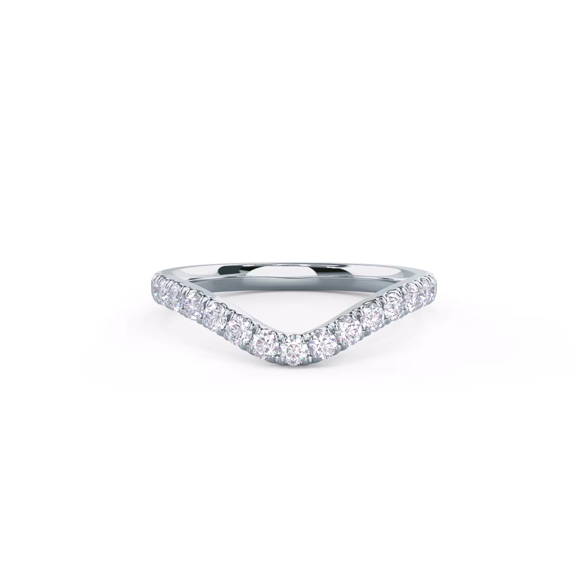 0.45 Carat Round Brilliant Lab Grown Diamonds Pavé Countoured Half Band in 18k White Gold (Main View)