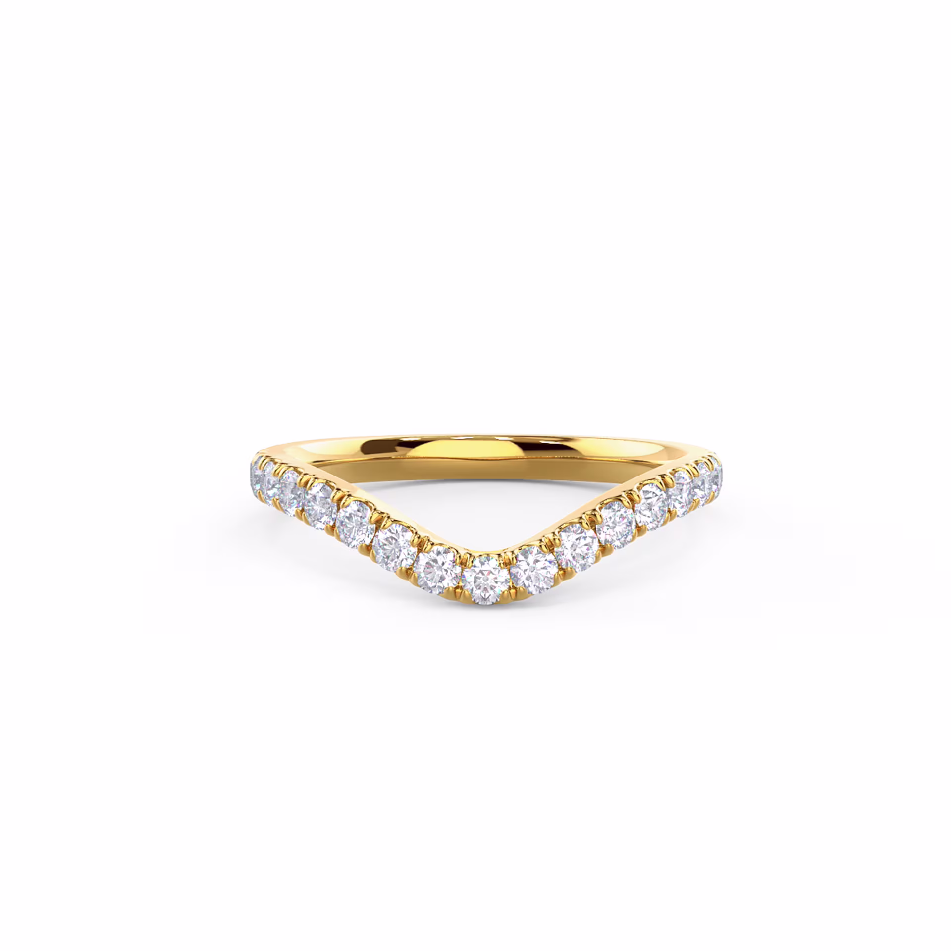 0.45 Carat Round Lab Grown Diamonds Pavé Countoured Half Band in 18k Yellow Gold (Main View)
