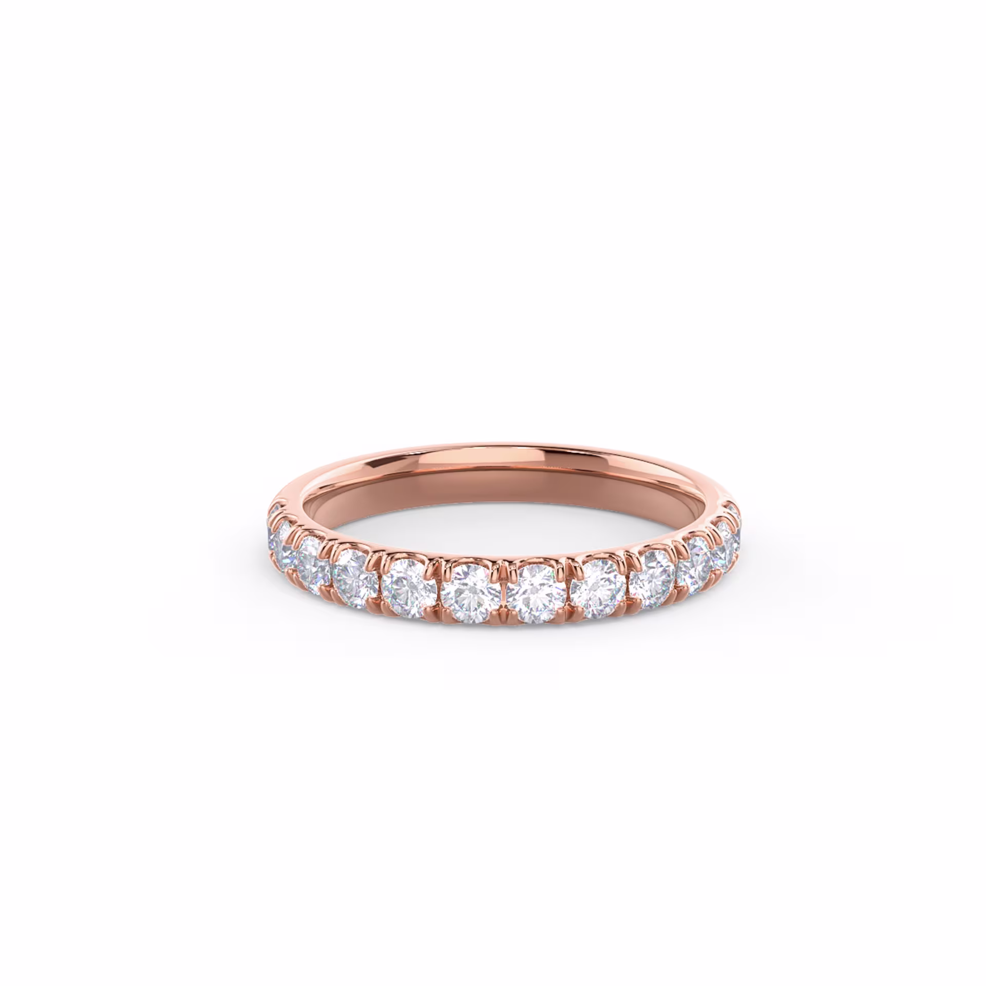 0.6 ct Round Brilliant Diamonds Diamond U Pavé Half Eternity Band in 14k Rose Gold (Main View)