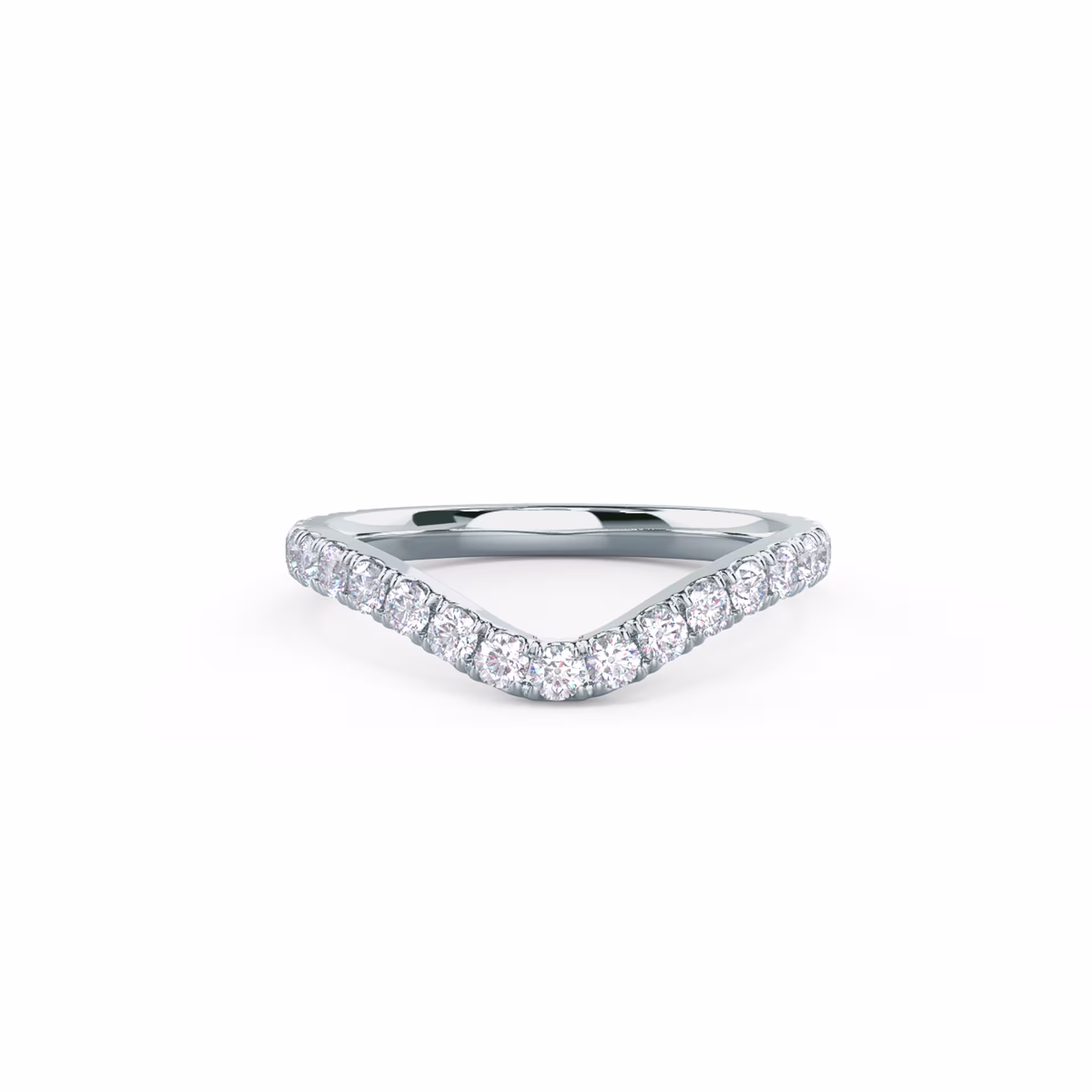 0.6 Carat Round Brilliant Lab Diamonds Pavé Contoured Three Quarter Band in 18k White Gold (Main View)