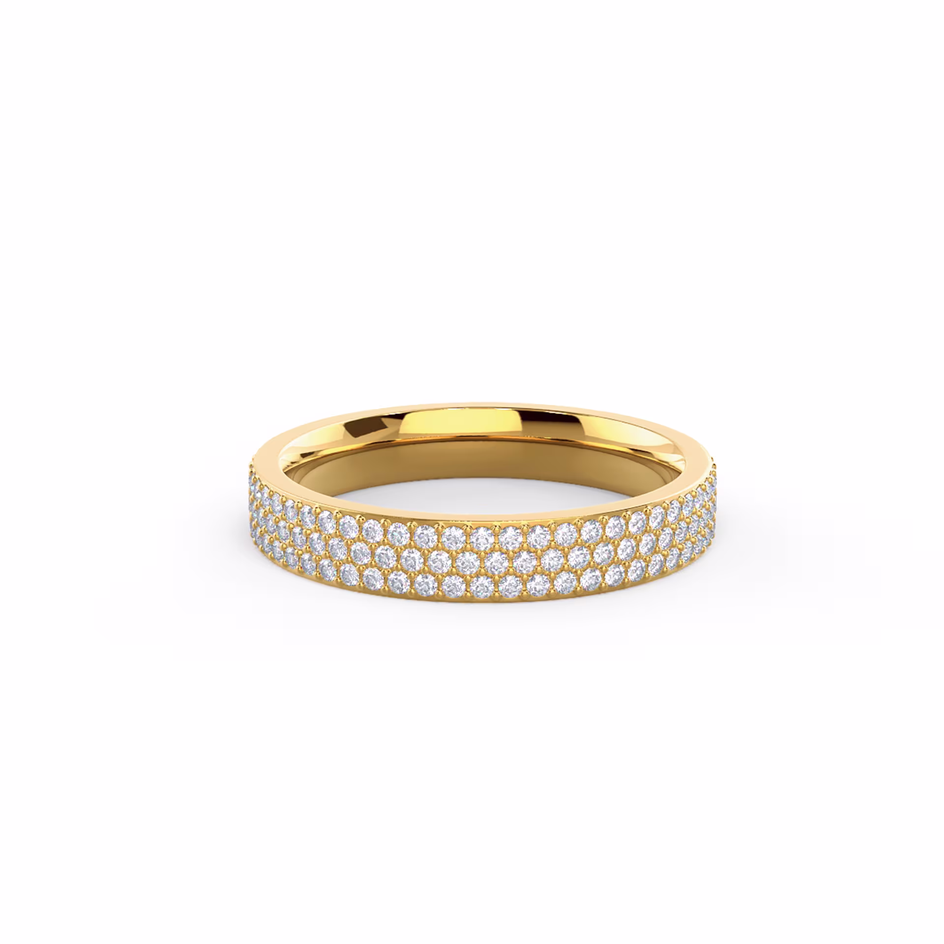 Yellow Gold Three Row Pavé Three Quarter Band featuring 0.6 ct Round Diamonds (Main View)