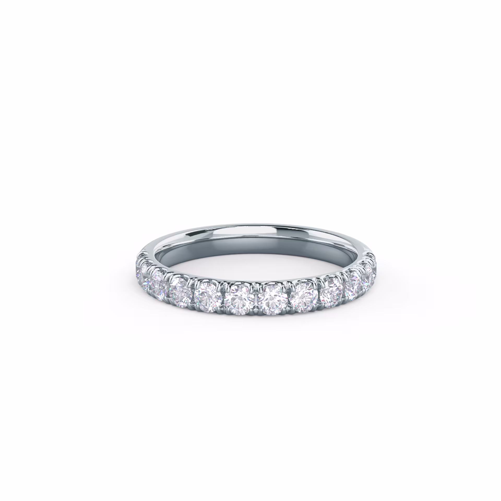 White Gold Diamond U Pavé Half Eternity Band featuring 0.6 Carat Round Brilliant Lab Diamonds (Main View)