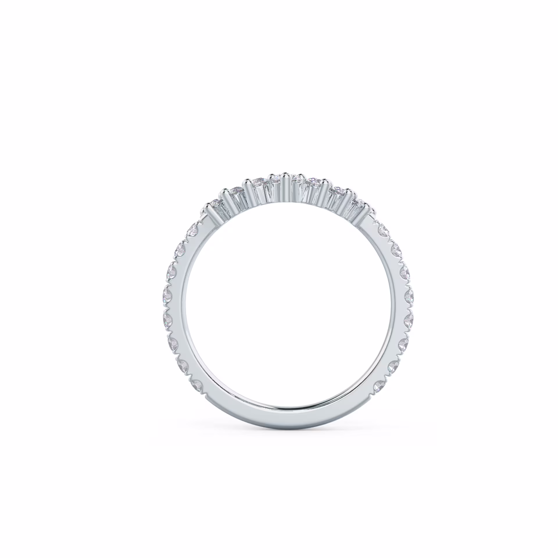 0.65 Carat Round Brilliant Diamonds set in 18k White Gold Nesting Three Quarter Band (Profile View)