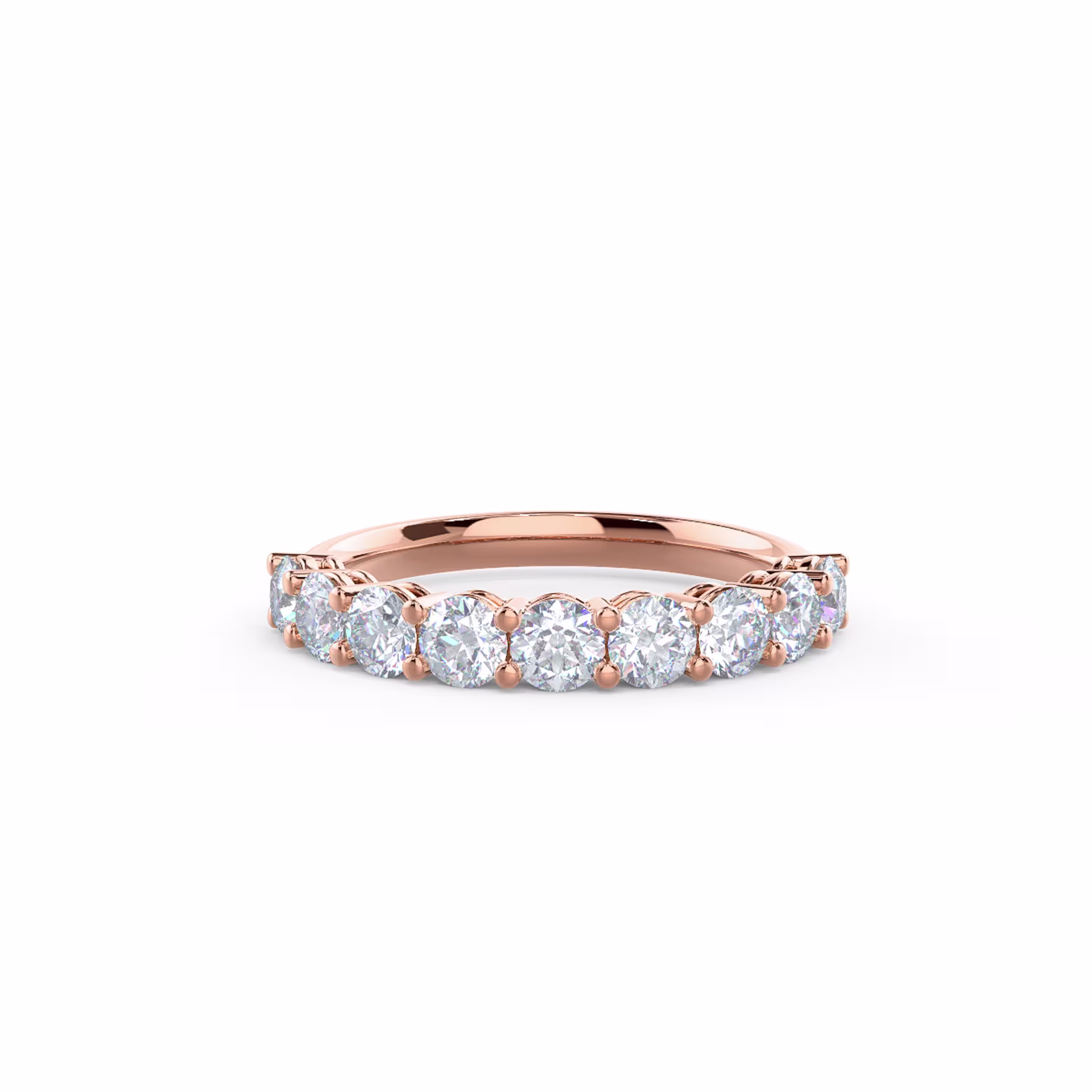 14k Rose Gold Prong Set Half Band featuring 1.25 ct Round Diamonds (Main View)