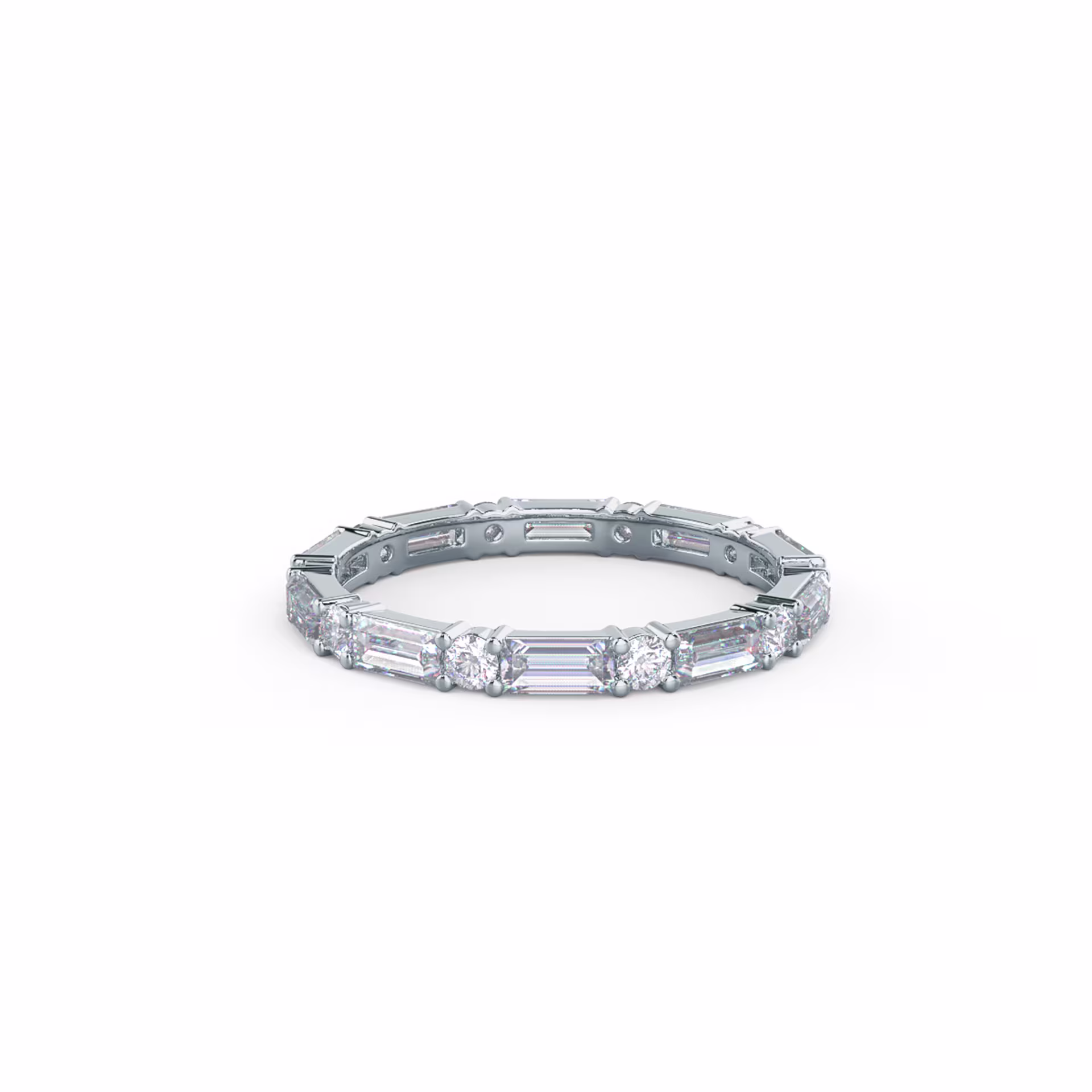 White Gold Baguette and Round Eternity Band featuring 1.3 ctw Lab Diamonds (Main View)