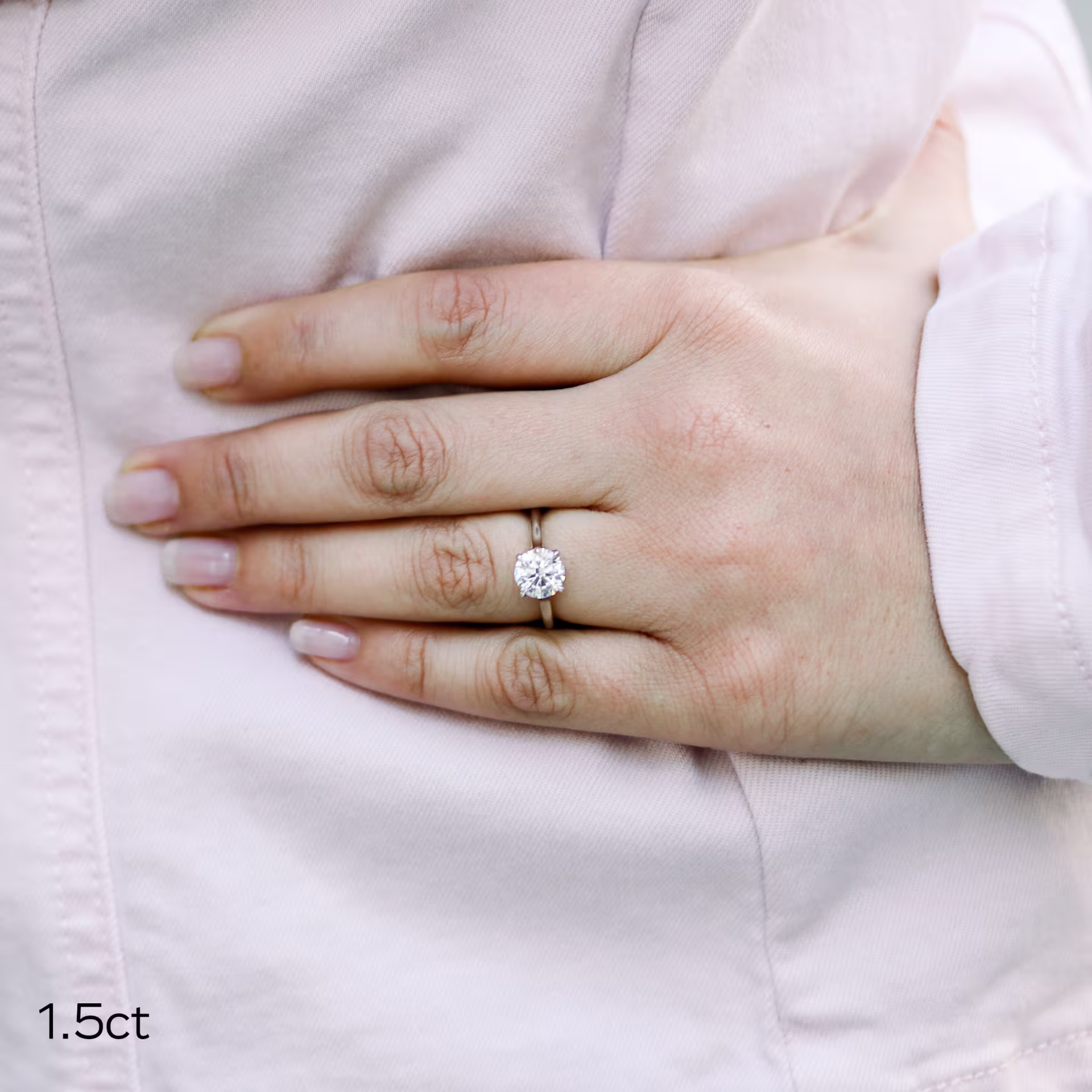 Exceptional Quality 1.5 Carat Lab Grown Diamonds set in Platinum Round Trellis Solitaire (Main View)