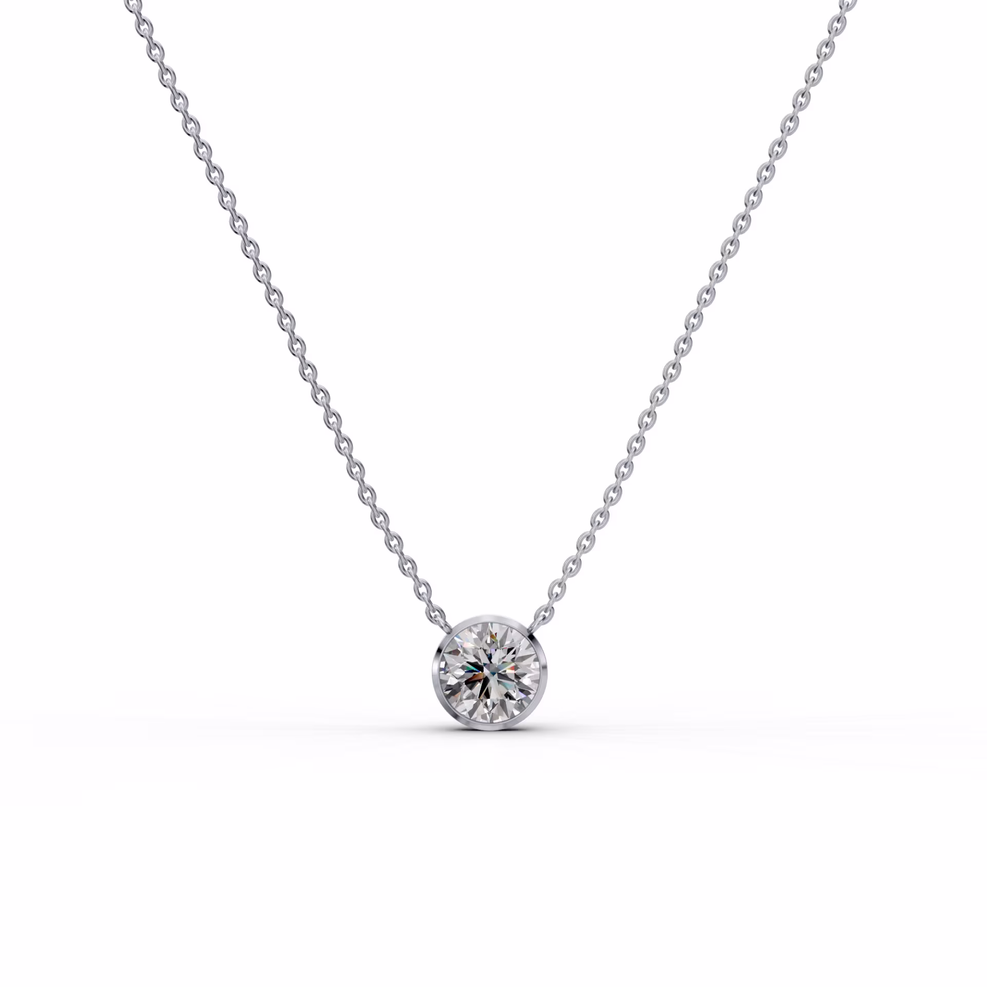.5ctw Single Bezel Set Round Diamond Pendant in 18k White Gold in 18k White Gold (Main View)