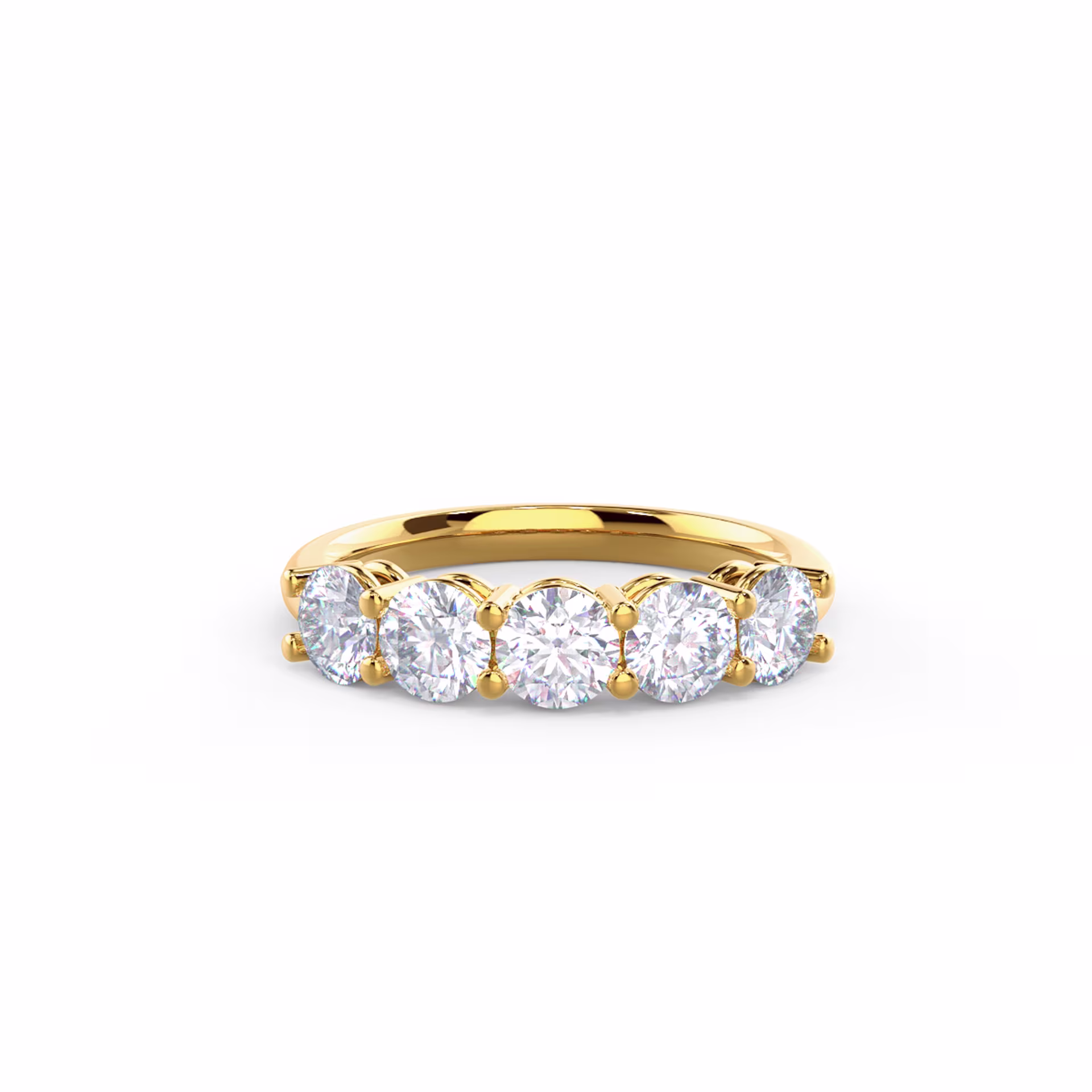 1.5 Carat Round Brilliant Lab Diamonds Prong Set Five Stone in 18k Yellow Gold (Main View)